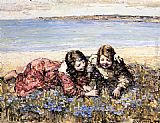 Edward Atkinson Hornel Gathering Flowers by the Seashore painting